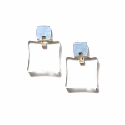 アクリルシカクモチーフピアス　Aurora×clear