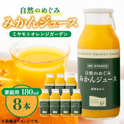 愛媛みかん果汁100%!自然のめぐみジュース 180ml×8本 (家庭用)【C25-64】