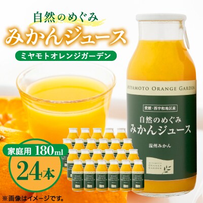 愛媛産100%ストレート 自然のめぐみ みかんジュース180ml×24本【F25-73】