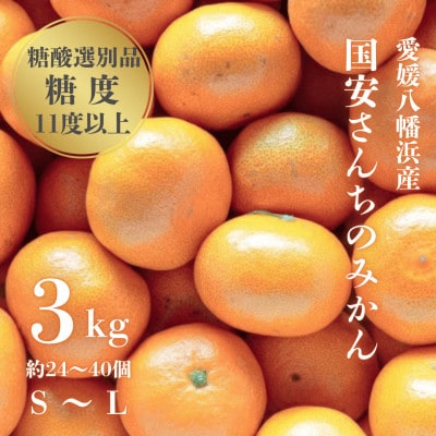 【糖度11度以上 酸1.0以下 糖酸選別品】愛媛みかん 3kg【C20-48】