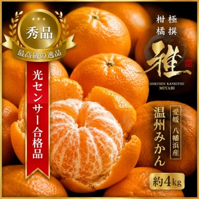 極撰柑橘【雅】光センサー合格品「八幡浜温州みかん」4キロ 【C39-41】