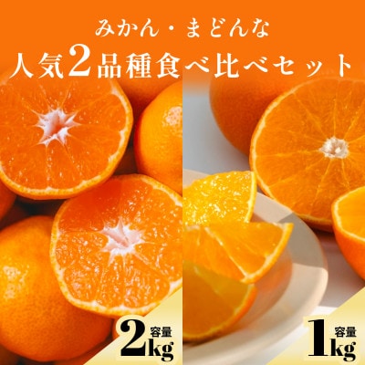 愛媛みかん2kg+まどんな1kg 人気2品種食べ比べ【C70-110】