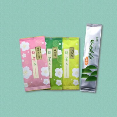 2021年 愛鷹新茶 特撰八十八夜 1袋・みのり 1袋・うらら 1袋・新茶ブレンドくき煎茶亀印1袋