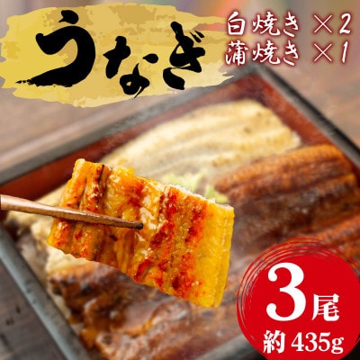 うなぎ 蒲焼き1尾 白焼き2尾 計3尾で約435g(405～465g) 冷凍 静岡県沼津市