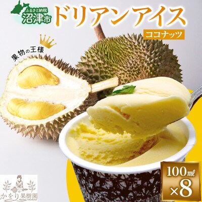 ドリアン ココナッツ アイスクリーム 100ml 8個 セット かをり果樹園 静岡県 沼津市