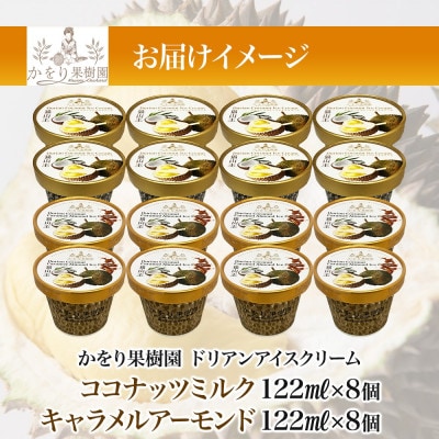 ドリアンアイスクリーム 2種 計16個 セット ココナッツ キャラメル かをり果樹園 静岡県 沼津市