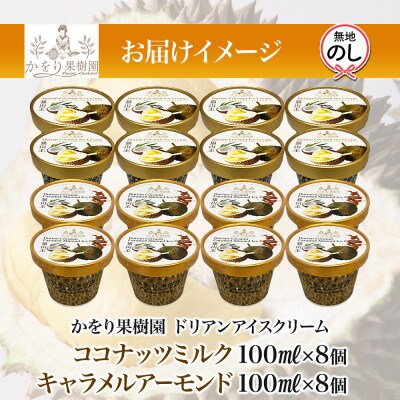 無地熨斗 ドリアンアイスクリーム 2種計16個 ココナッツ キャラメル かをり果樹園 静岡県 沼津市