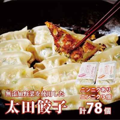 無添加野菜を使用したなごみ家 冷凍生餃子78個(にんにくあり&にんにく3倍13個入り×各3パック)