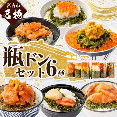 瓶ドン 食べ比べ 6種類セット 川秀 浄土ヶ浜レストハウス 古須賀商店 海鮮丼 冷凍 ウニ イクラ