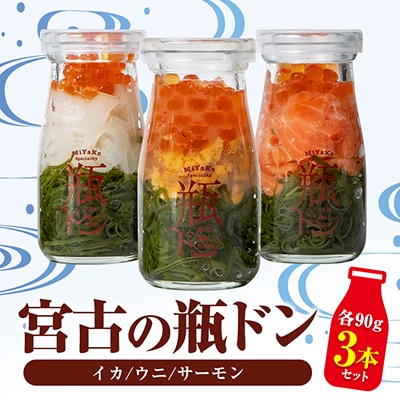 宮古の瓶ドン 家族で楽しむ3本セット(サーモン・イカ・ウニ) 各90g