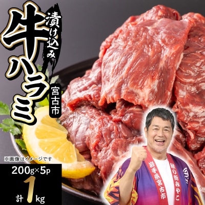 吉田精肉店の漬け込み牛ハラミ 1kg (200g×5P)