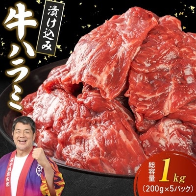 吉田精肉店の漬け込み牛ハラミ 1kg (200g×5P)