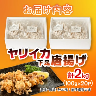ヤリイカ下足唐揚げ宮古産 100g×20パック(2kg)