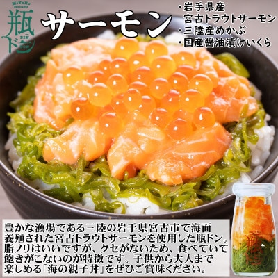 海鮮丼の具 川秀瓶ドン2本(ウニ・サーモン)ぶっかけ海鮮丼3袋(ホタテ・イカ・タコ)計5食セット