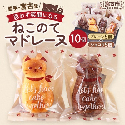 ねこのてマドレーヌ 計10個(プレーン5個・ショコラ5個)