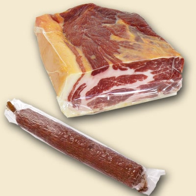 【伊豆沼ハム】生ハムブロックと生サラミ原木のセット