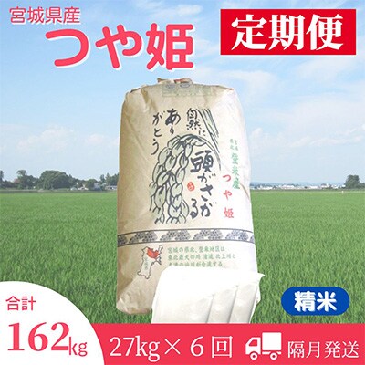 2023年5月発送開始『定期便』宮城県登米市産つや姫(精米)27kg　全6回