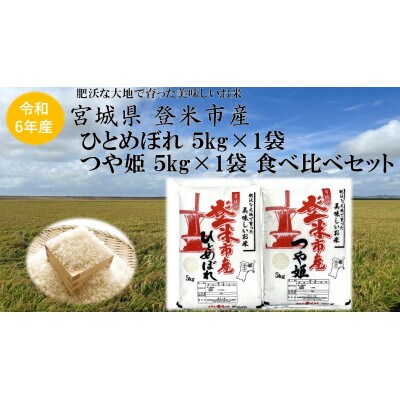 【精米】令和6年宮城県登米市産「ひとめぼれ」5kg×1・「つや姫」5kg×1  食べ比べセット