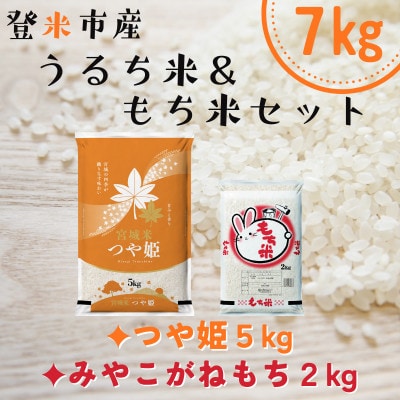 宮城県登米市産つや姫5kg・みやこがねもち2kgセット(計7kg)