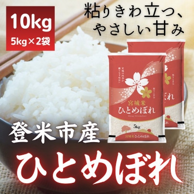 【毎月定期便】宮城県登米市産 ひとめぼれ(精米) 5kg×2袋セット全3回