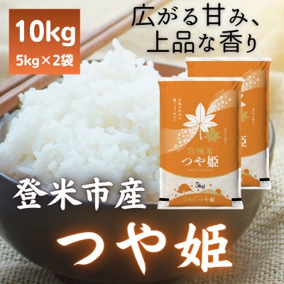 【毎月定期便】宮城県登米市産 つや姫(精米) 5kg×2袋セット全3回