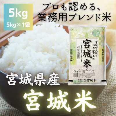 【毎月定期便】宮城県産ブレンド米　宮城米(精米)5kg全3回