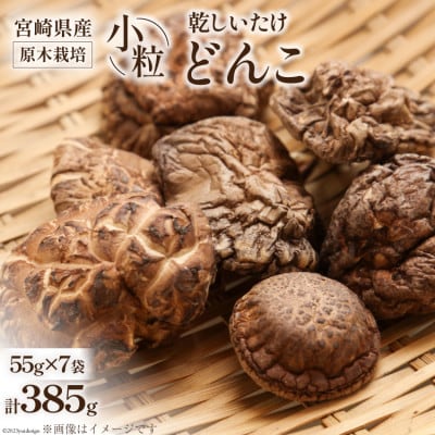宮崎県産 原木栽培 乾しいたけ　小粒どんこ　55g×7袋　計385g