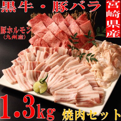 宮崎和牛切り落とし・豚肉 焼肉セット 計1.3kg