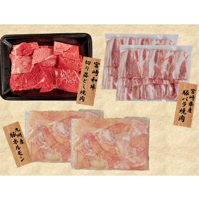 宮崎和牛切り落とし・豚肉 焼肉セット 計1.3kg