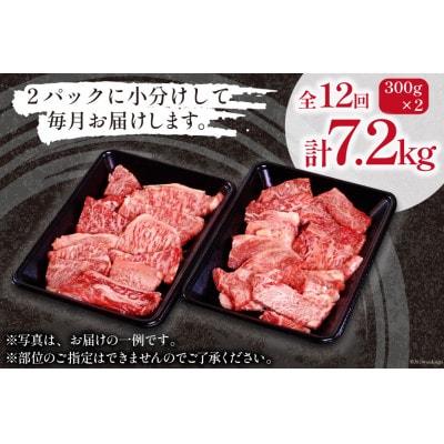【毎月定期便】訳あり 宮崎和牛切り落とし焼肉600g 総計7.2kg全12回