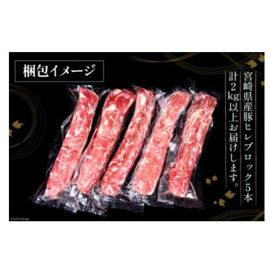 宮崎県産 豚ヒレブロック 5本 計2kg(日向市)