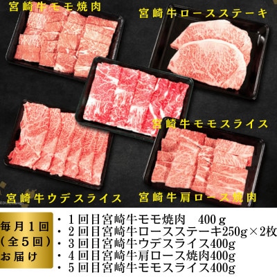 【毎月定期便】宮崎牛 バラエティCコース 計 2.1kg(日向市)全5回
