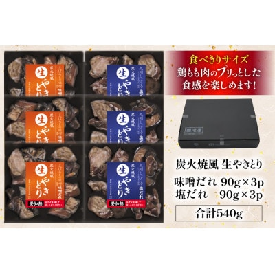 炭火焼風生やきとり 味噌だれ 塩だれ セット 90g 各3p 計6p(日向市)