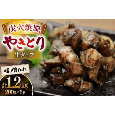 【新登場】 炭火焼鳥 炭火焼風やきとり 生タイプ 味噌だれ 200g×6P(日向市)