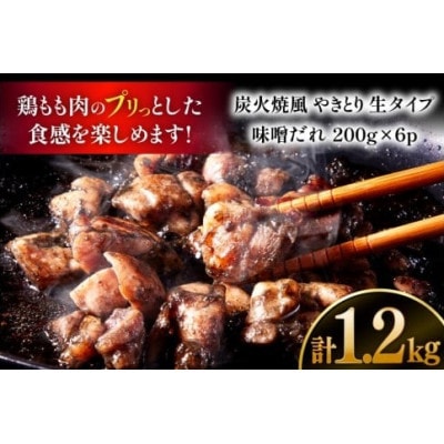 【新登場】 炭火焼鳥 炭火焼風やきとり 生タイプ 味噌だれ 200g×6P(日向市)