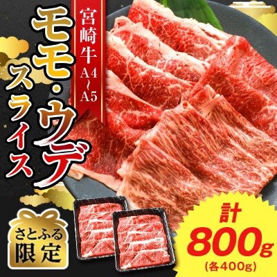 【さとふる限定】A4～A5 宮崎牛 モモ・ウデスライス 計800g(各400g×2パック)(日向市)