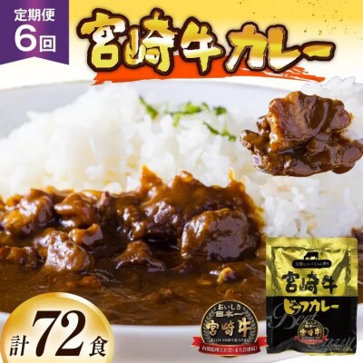 【毎月定期便】宮崎牛カレー160g×12食 (計72食)マイルドな中辛 レトルトカレー 保存食全6回