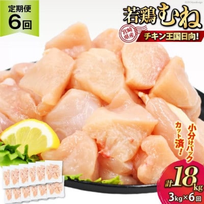 【毎月定期便】宮崎県産若鶏ムネ肉250g×12袋全6回