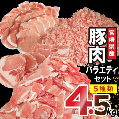 宮崎県産豚肉 バラエティセット 合計4.5kg(日向市)