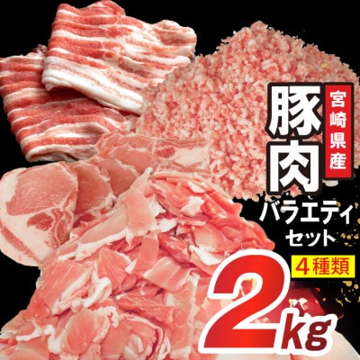 宮崎県産豚肉 詰め合わせ  バラエティ セット 4種 2kg(日向市)