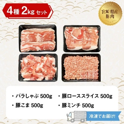 宮崎県産豚肉 詰め合わせ  バラエティ セット 4種 2kg(日向市)