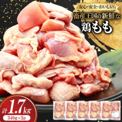 宮崎県産鶏もも切身1.7kg(340g×5パック)(日向市)