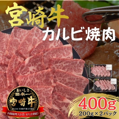 A4～A5 宮崎牛 カルビ 焼肉 合計400g 200gずつ小分け(日向市)