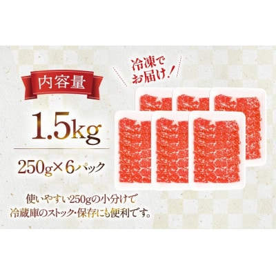 宮崎県産 黒毛和牛 赤身 スライス 切り落とし 250g 6p 計1.5kg セット(日向市)