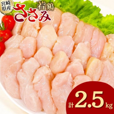 宮崎県産 若鶏ささみ 2.5kg セット(日向市)