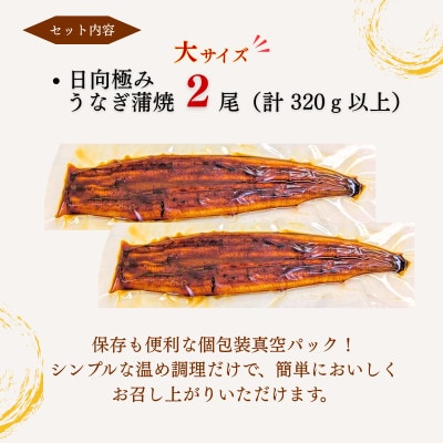日向極みうなぎ蒲焼2尾(計320g以上)