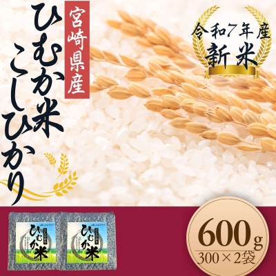 「ひむか米」コシヒカリ キューブ2袋セット 600g 精米 令和7年産　新米(日向市)