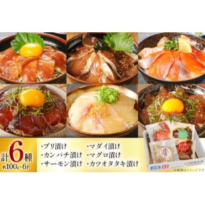 海鮮丼 6種の贅沢食べ比べ丼 1p約100g×6p 真空パック(日向市)