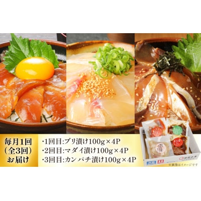 【毎月定期便】 海鮮丼 海鮮漬け丼 食べ比べ 全3回