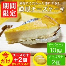 【期間限定】濃厚チーズケーキ 10個入り(5個入&times;2パック) 今だけチーズ万十2個付き